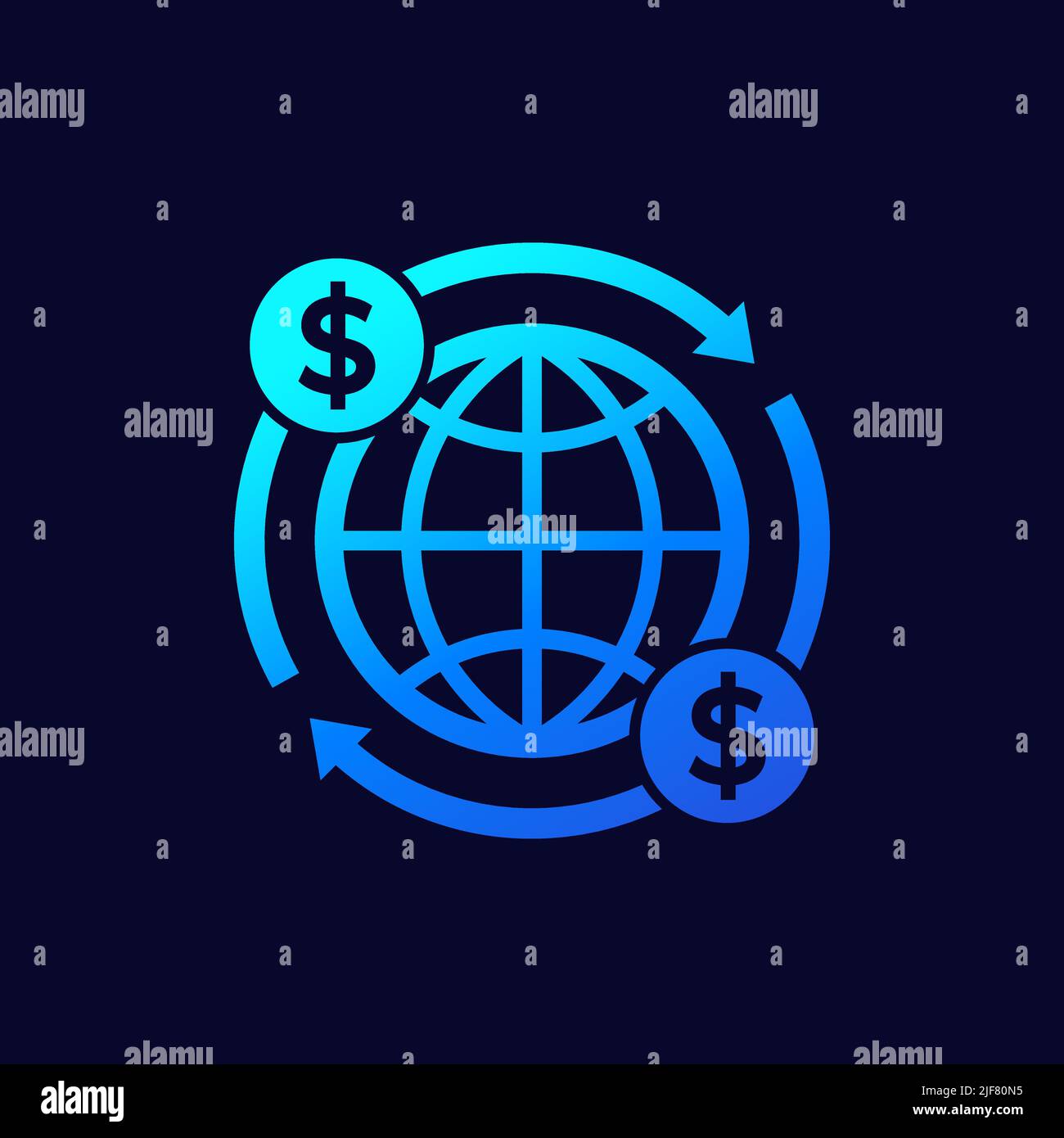 trasferimento di denaro in tutto il mondo, icona pagamenti globali Illustrazione Vettoriale