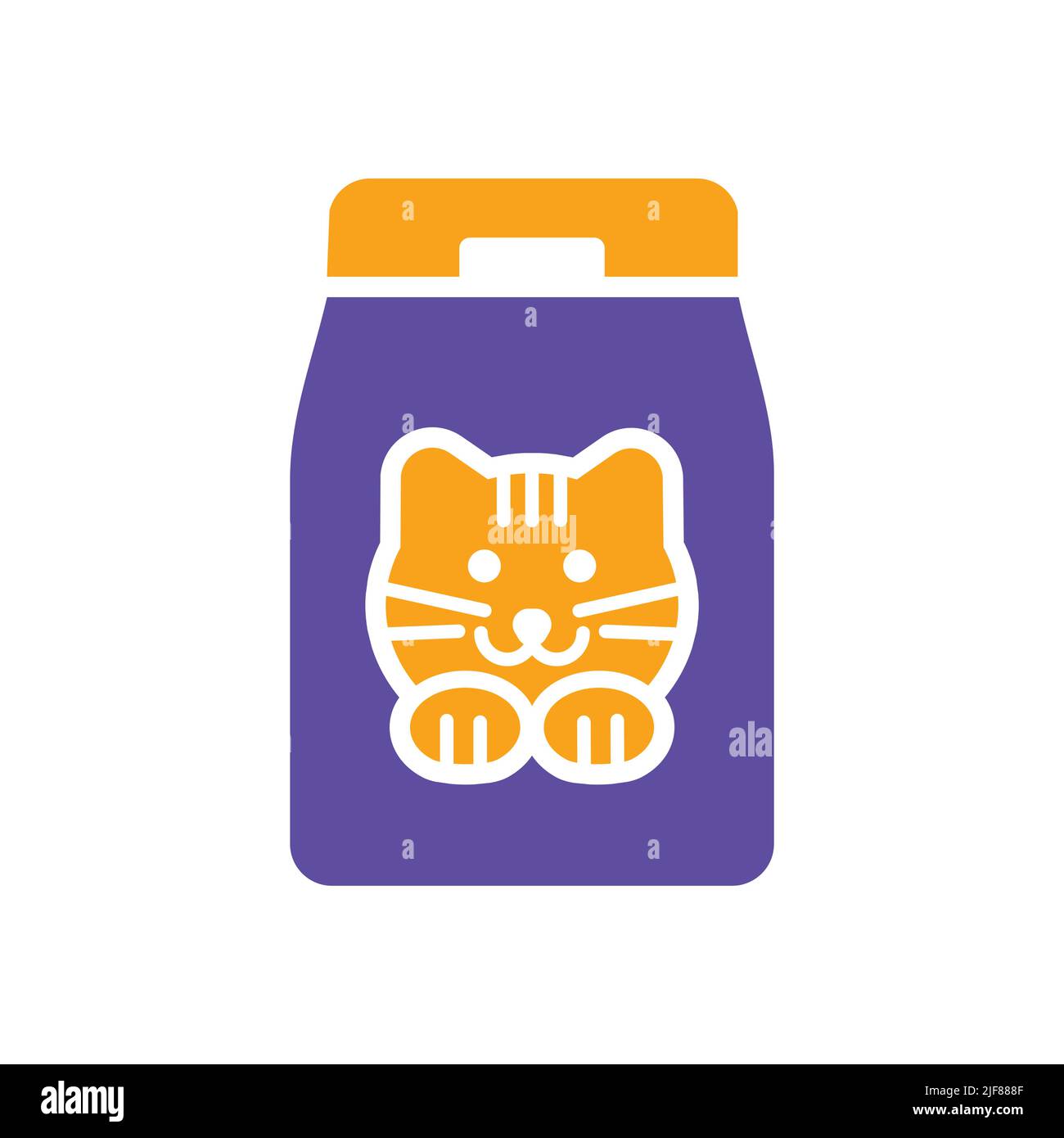 Icona vettore sacchetto per alimenti Cat. Cartello animali domestici. Simbolo grafico per siti Web e applicazioni per animali domestici e veterinari, design, logo, app, interfaccia utente Illustrazione Vettoriale