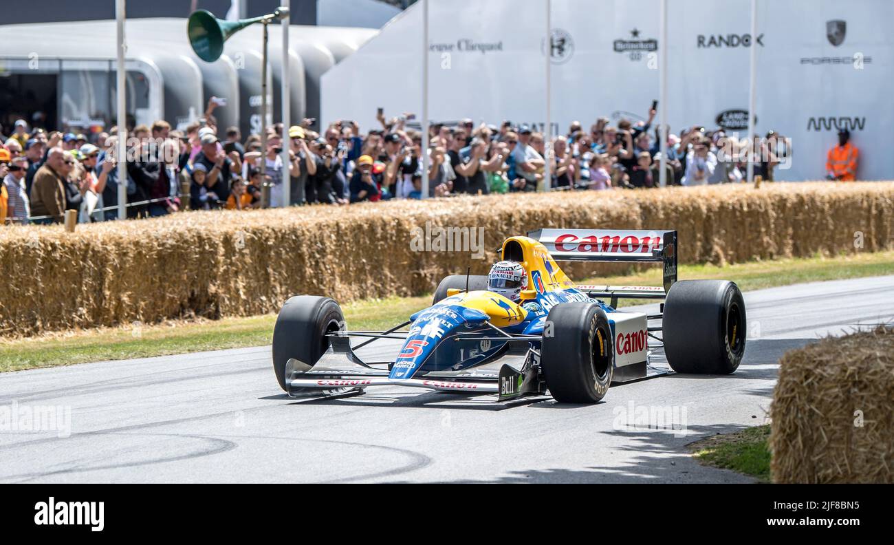 Goodwood, Regno Unito. 26th giugno 2022. 1992 Williams-Renault FW14B guidata da Nigel Mansell al Goodwood Festival of Speed al Goodwood Circuit di Goodwood, Regno Unito, il 26 giugno 2022. Foto di Phil Hutchinson. Solo per uso editoriale, licenza richiesta per uso commerciale. Nessun utilizzo nelle scommesse, nei giochi o nelle pubblicazioni di un singolo club/campionato/giocatore. Credit: UK Sports Pics Ltd/Alamy Live News Foto Stock