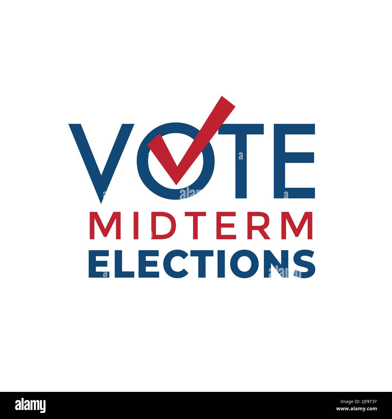 2022 Design delle elezioni di metà mandato con l'icona Red White Blue Vote Illustrazione Vettoriale