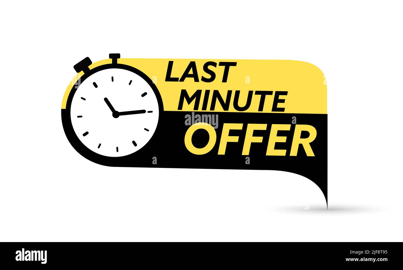Offerta Last minute banner di vendita in nero e giallo Illustrazione Vettoriale