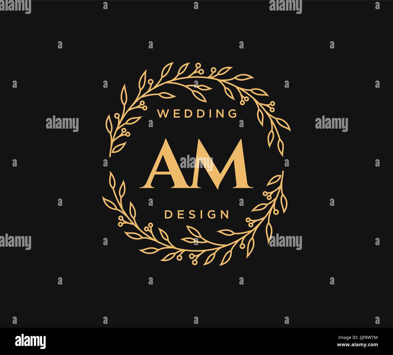 AM iniziali lettera matrimonio monogramma collezione loghi, disegnati a mano moderni minimalistici e modelli floreali per carte di invito, Salva la data, elegante Illustrazione Vettoriale