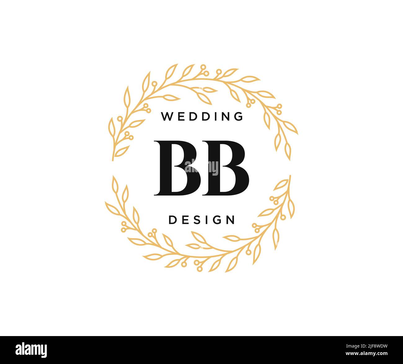 BB iniziali lettera matrimonio monogramma collezione loghi, disegnati a mano moderni minimalistici e modelli floreali per carte di invito, Salva la data, elegante Illustrazione Vettoriale