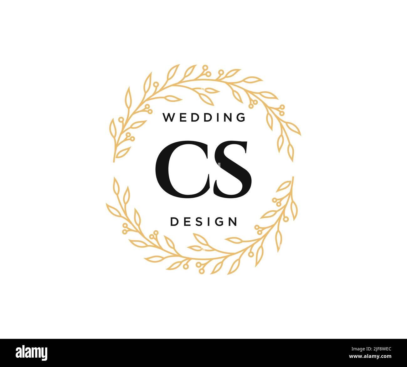 CS iniziali lettera Wedding monogramma collezione loghi, disegnati a mano moderni minimalistici e modelli floreali per carte di invito, Salva la data, elegante Illustrazione Vettoriale
