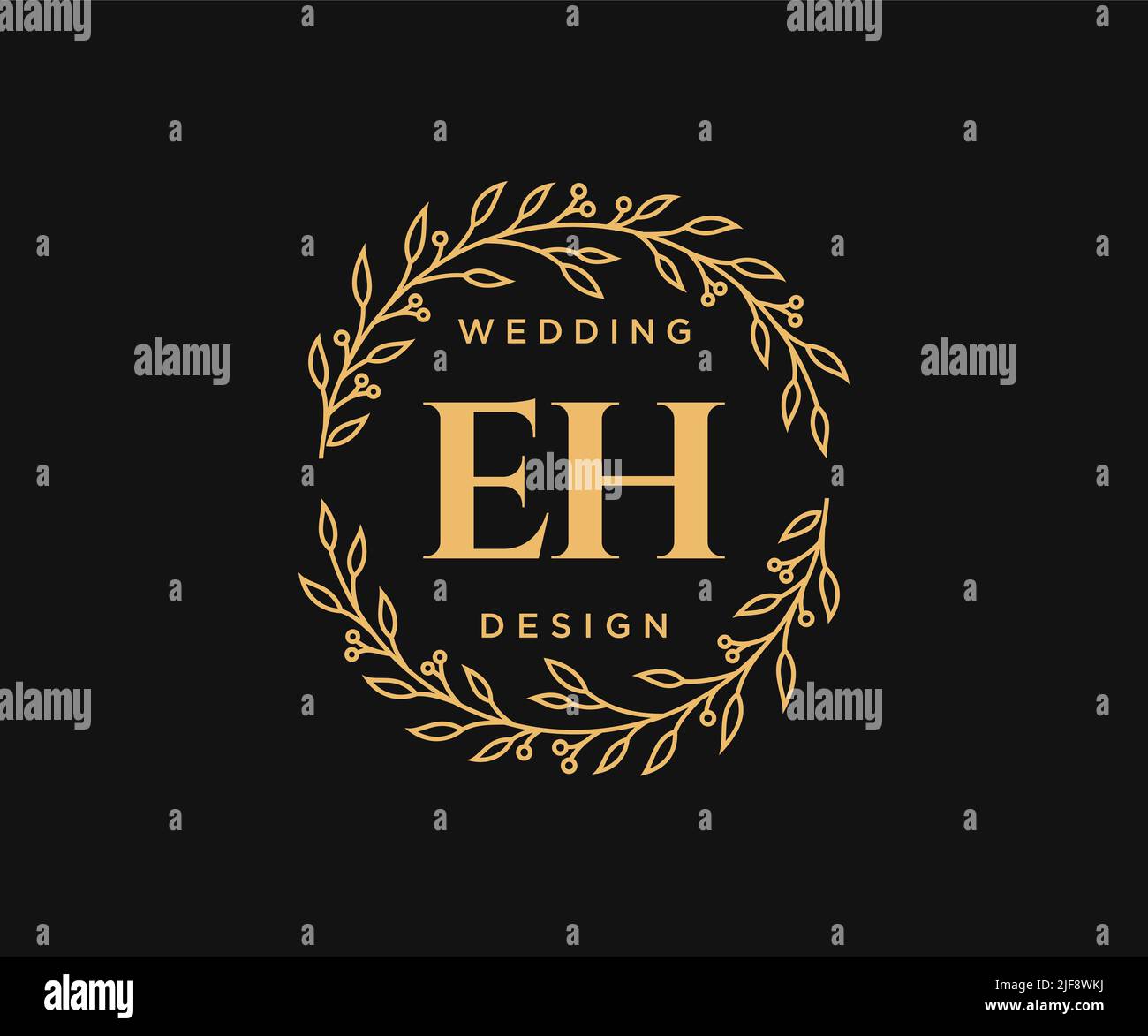 EH iniziali lettera matrimonio monogramma collezione loghi, disegnati a mano moderno minimalista e modelli floreali per carte di invito, Salva la data, elegante Illustrazione Vettoriale