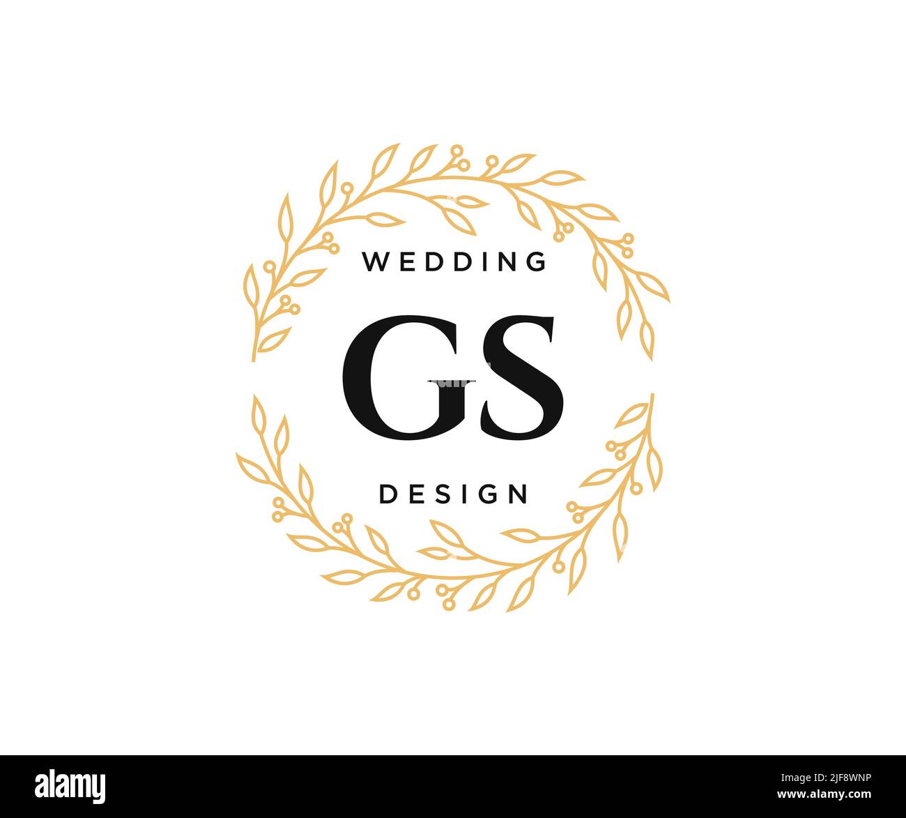 GS iniziali lettera Wedding monogramma collezione loghi, disegnati a mano moderno minimalista e modelli floreali per carte di invito, Salva la data, elegante Illustrazione Vettoriale
