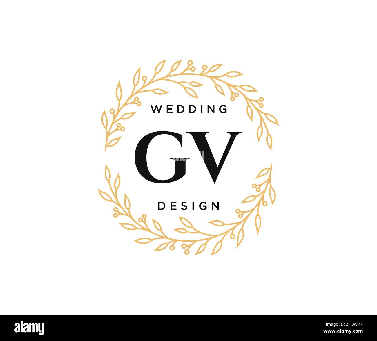 GV iniziali lettera Wedding monogramma collezione loghi, disegnati a mano moderni minimalistici e modelli floreali per carte di invito, Salva la data, elegante Illustrazione Vettoriale