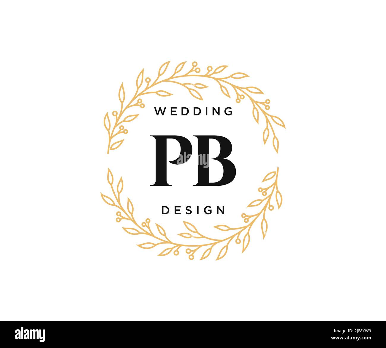 PB iniziali lettera Wedding monogramma collezione loghi, disegnati a mano moderno minimalista e modelli floreali per carte di invito, Salva la data, elegante Illustrazione Vettoriale