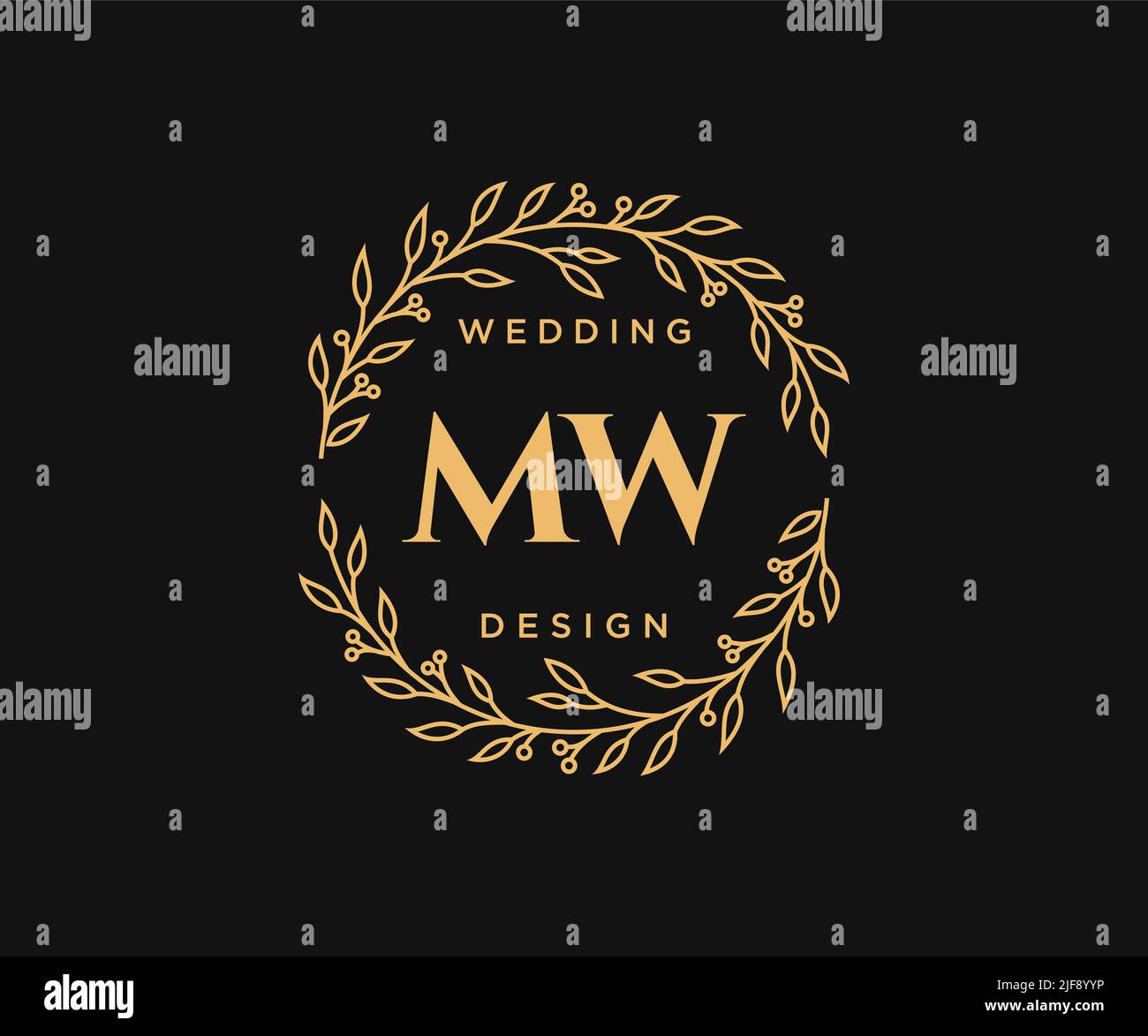 MW iniziali lettera Wedding monogramma collezione loghi, disegnati a mano moderni minimalistici e modelli floreali per biglietti d'invito, Salva la data, elegante Illustrazione Vettoriale