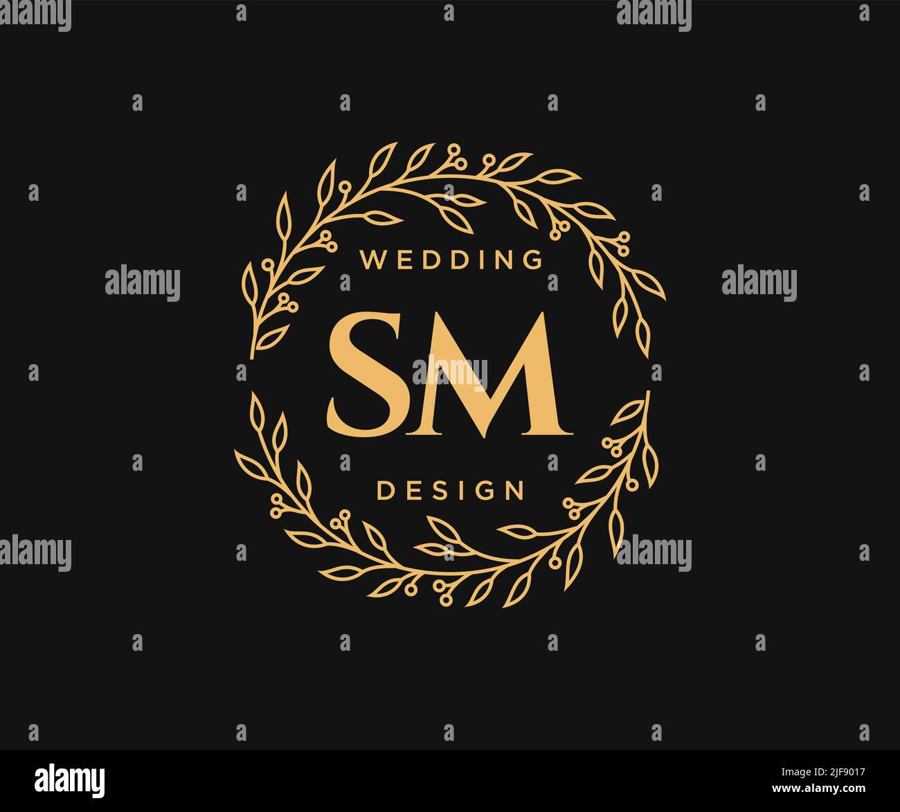 SM iniziali lettera Wedding monogramma collezione loghi, disegnati a mano moderni minimalistici e modelli floreali per carte di invito, Salva la data, elegante Illustrazione Vettoriale