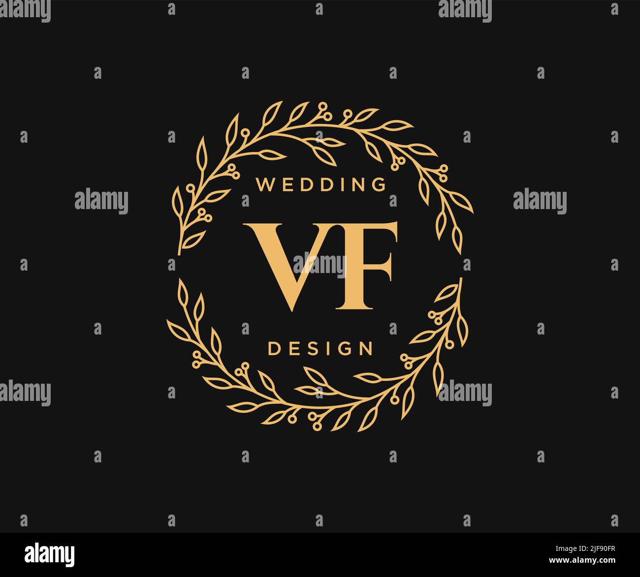 VF iniziali lettera matrimonio monogramma collezione loghi, disegnati a mano moderno minimalista e modelli floreali per carte di invito, Salva la data, elegante Illustrazione Vettoriale