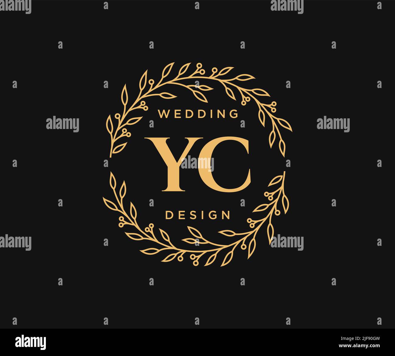YC iniziali lettera matrimonio monogramma collezione loghi, a mano disegnata moderna minimalista e modelli floreali per carte di invito, Salva la data, elegante Illustrazione Vettoriale