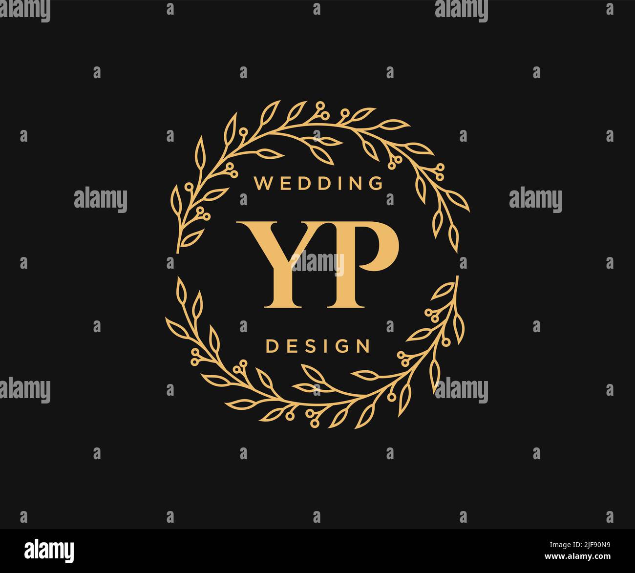 YP iniziali lettera matrimonio monogramma collezione loghi, disegnati a mano moderno minimalista e modelli floreali per carte di invito, Salva la data, elegante Illustrazione Vettoriale