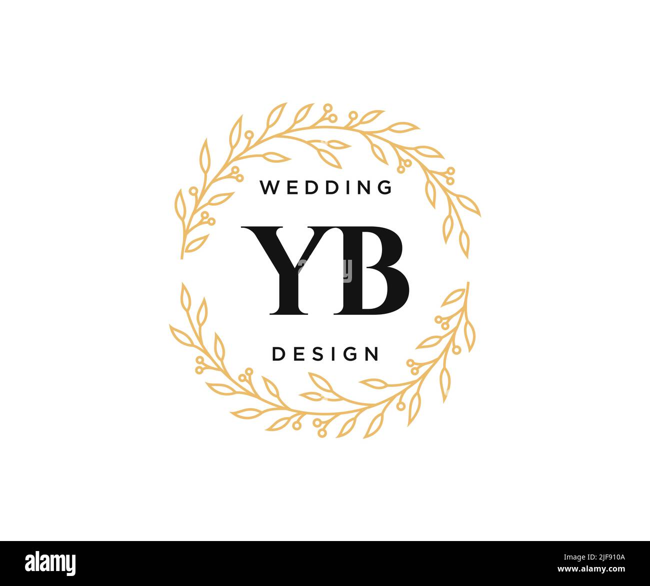 YB iniziali lettera monogramma collezione loghi, modelli moderni minimalisti e floreali disegnati a mano per carte di invito, Salva la data, elegante Illustrazione Vettoriale