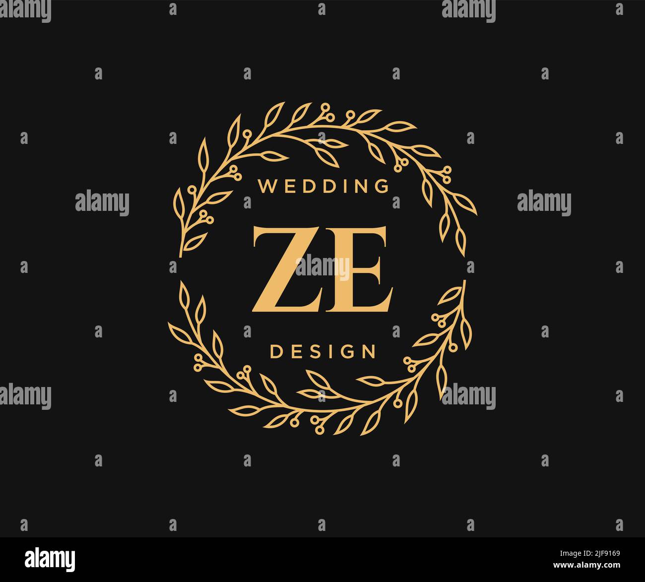ZE iniziali lettera matrimonio monogramma collezione loghi, disegnati a mano moderno minimalista e modelli floreali per carte di invito, Salva la data, elegante Illustrazione Vettoriale