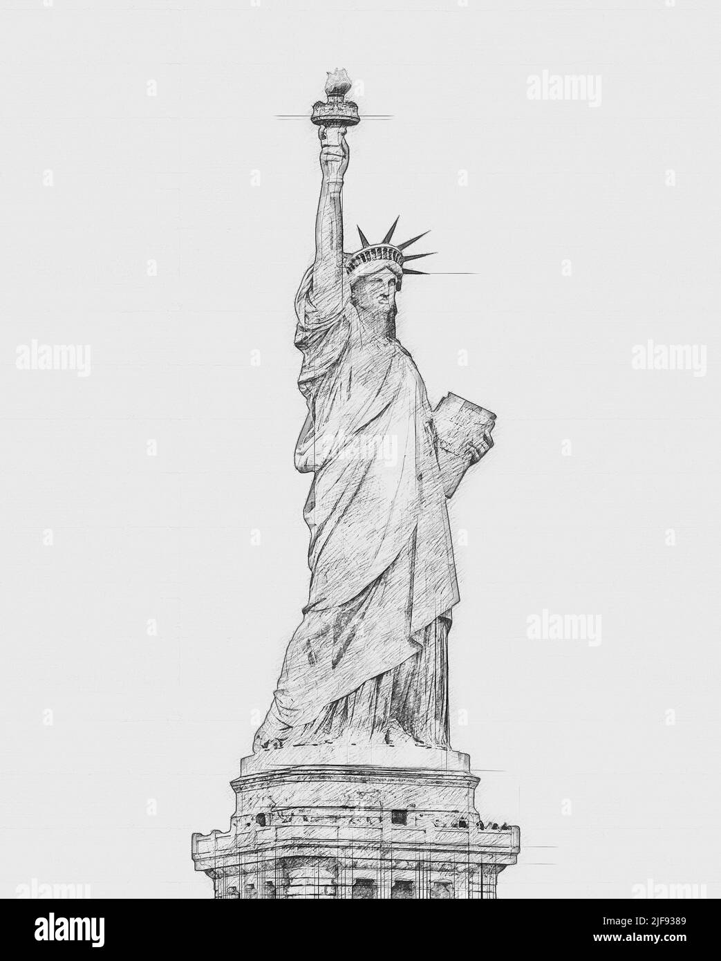 Statua della libertà, disegno a mano a matita Foto Stock