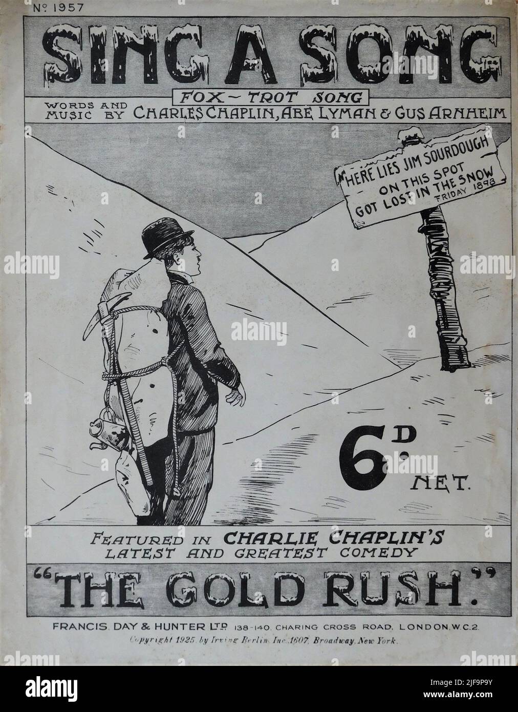 British Sheet Music per canzone da CHARLIE CHAPLIN in THE GOLD RUSH 1925 regista / scrittore Charles Chaplin Charles Chaplin Productions / Artisti Uniti Foto Stock