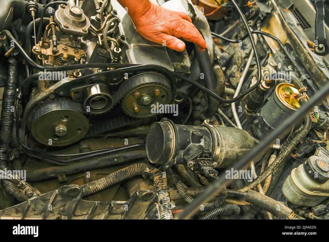 Messa a punto del motore di un'auto Foto Stock