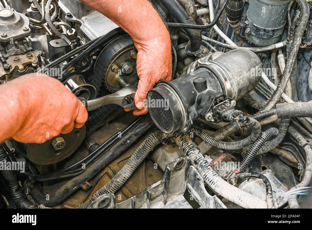 Messa a punto del motore di un'auto Foto Stock