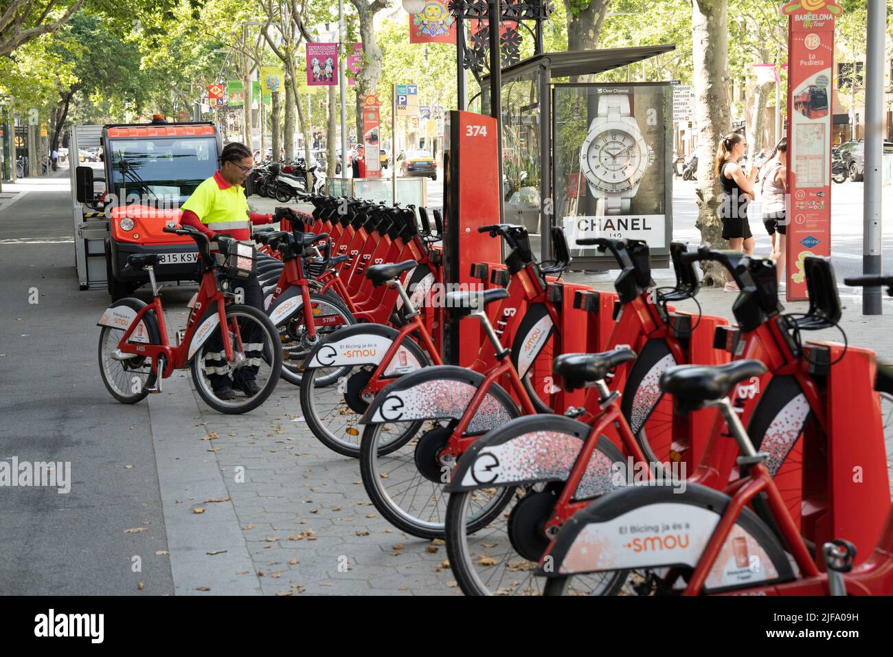 Barcellona va per il progetto di bicicletta elettrica Zero Energy Foto Stock