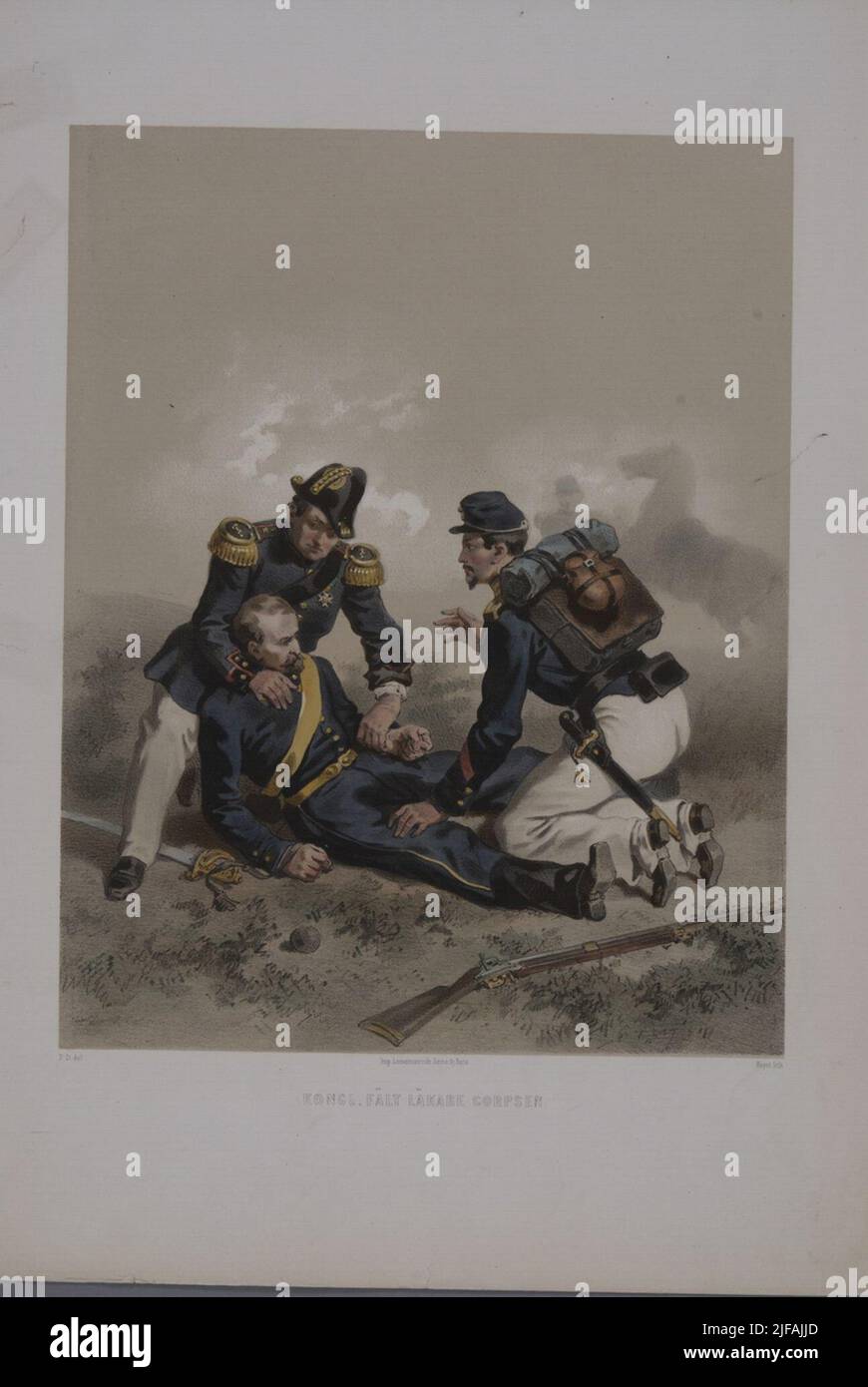 Presidente con uniforme per la professione medica sul campo. Stampa postale a colori di Fritz von Dardel. Incluso nella collezione di poster le uniformi dell'esercito svedese e norvegese, 1861-1863. Appartiene all'archivio dell'Armemuseum Foto Stock