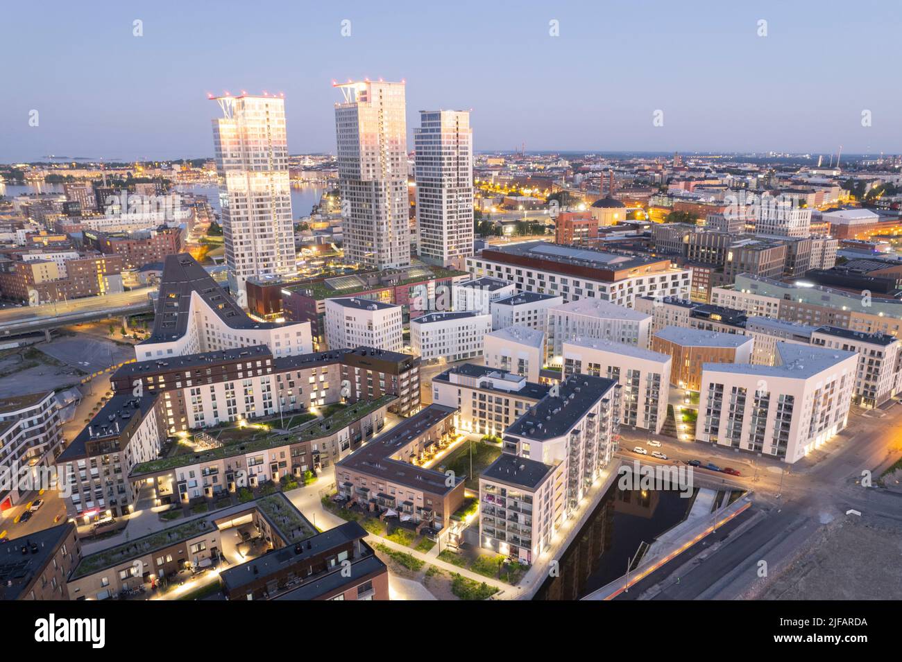 Distretto di Kalasatama a Helsinki, Finlandia Foto Stock
