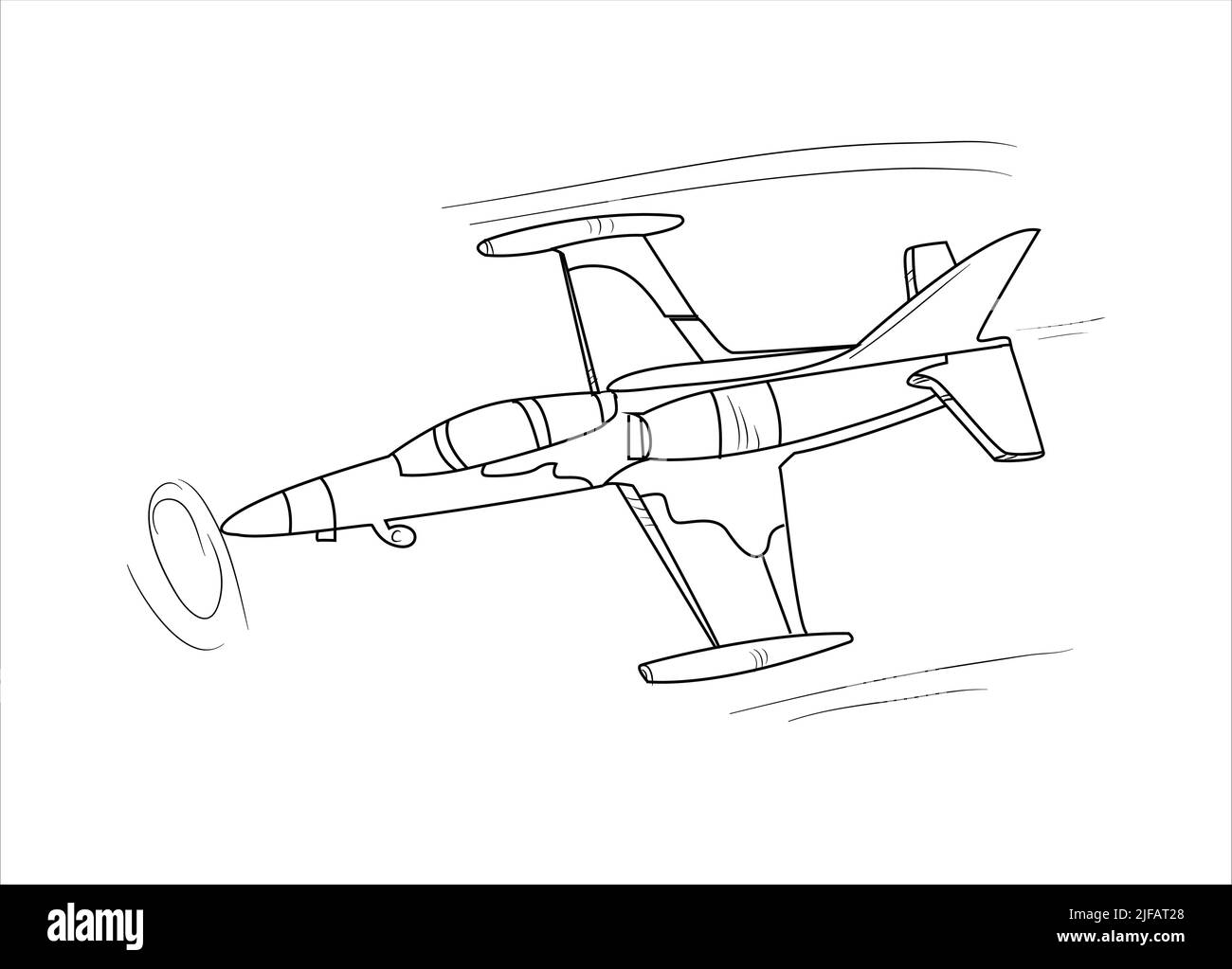 Aeroplano disegno di disegno di linea di illustrazione vettoriale per libro da colorare. Cartoon Airplane disegno per colorare libro per bambini e ragazzi. Disegno grafico di schizzo Illustrazione Vettoriale