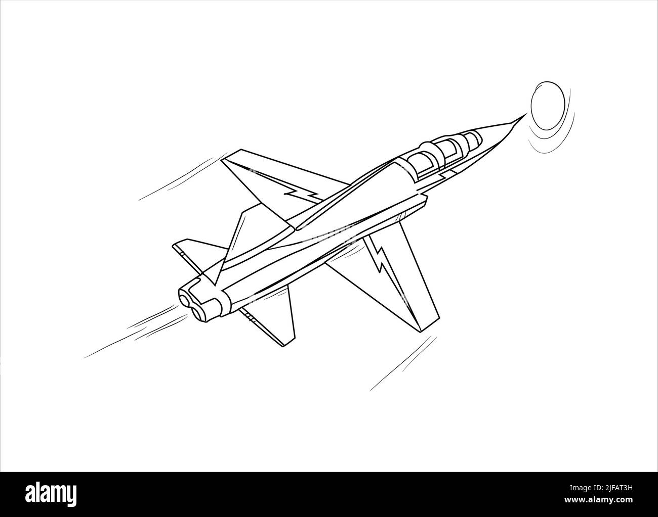 Aeroplano disegno di disegno di linea di illustrazione vettoriale per libro da colorare. Cartoon Airplane disegno per colorare libro per bambini e ragazzi. Disegno grafico di schizzo Illustrazione Vettoriale