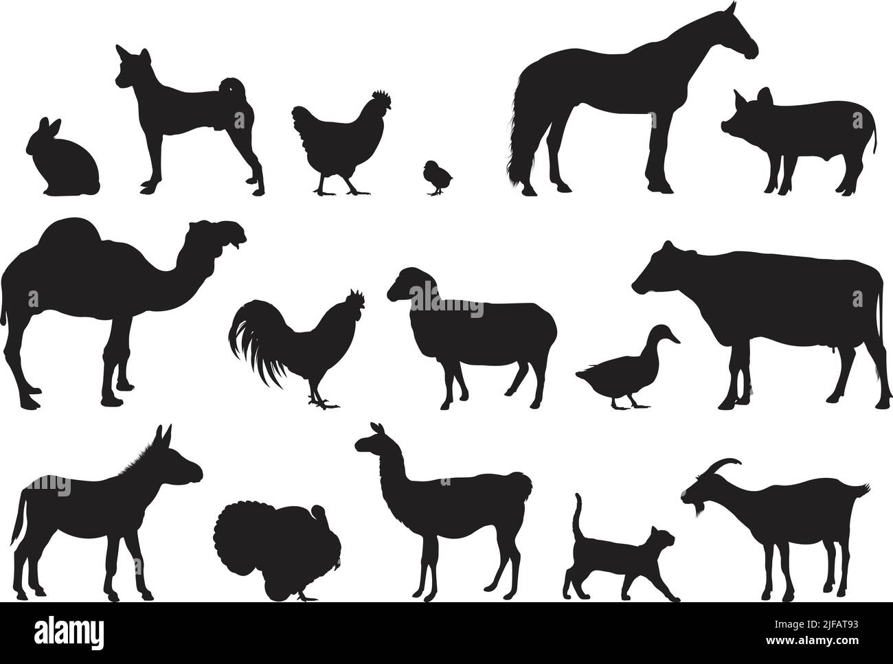 Sagome degli animali da fattoria Set illustrazione vettoriale Illustrazione Vettoriale