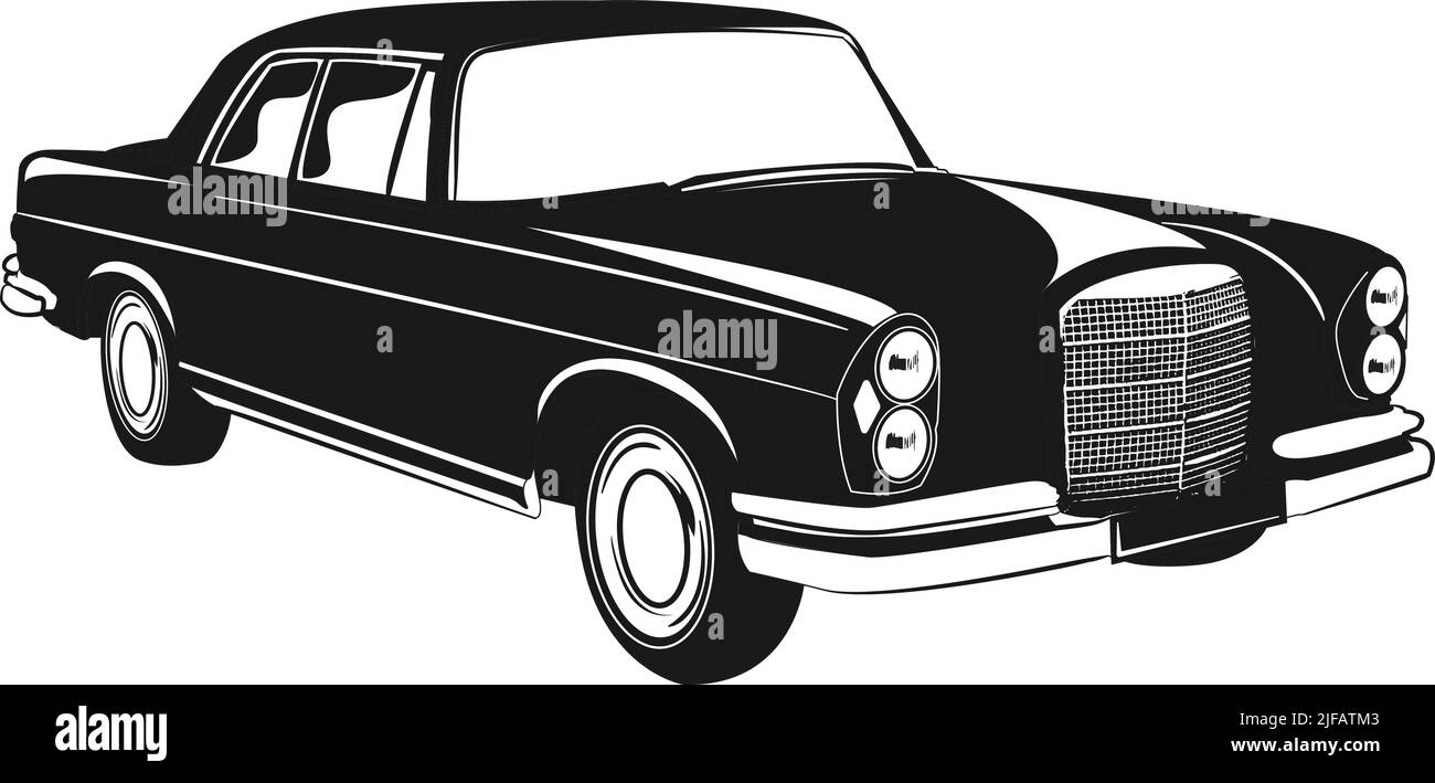 50s auto d'epoca isolata su disegno Vector bianco Illustrazione Vettoriale