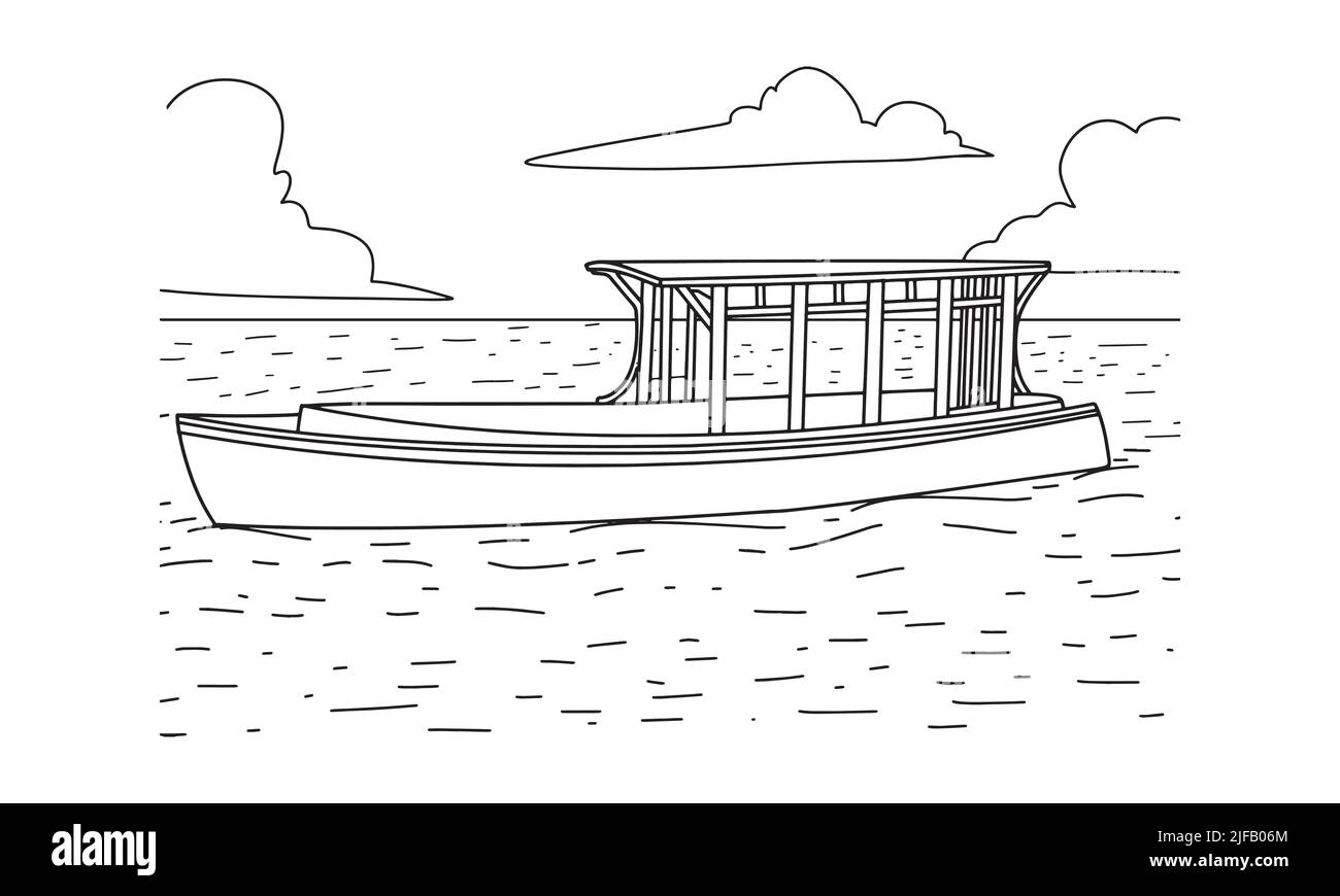 Illustrazione grafica della linea di schizzo di Speed Boat Illustrazione Vettoriale