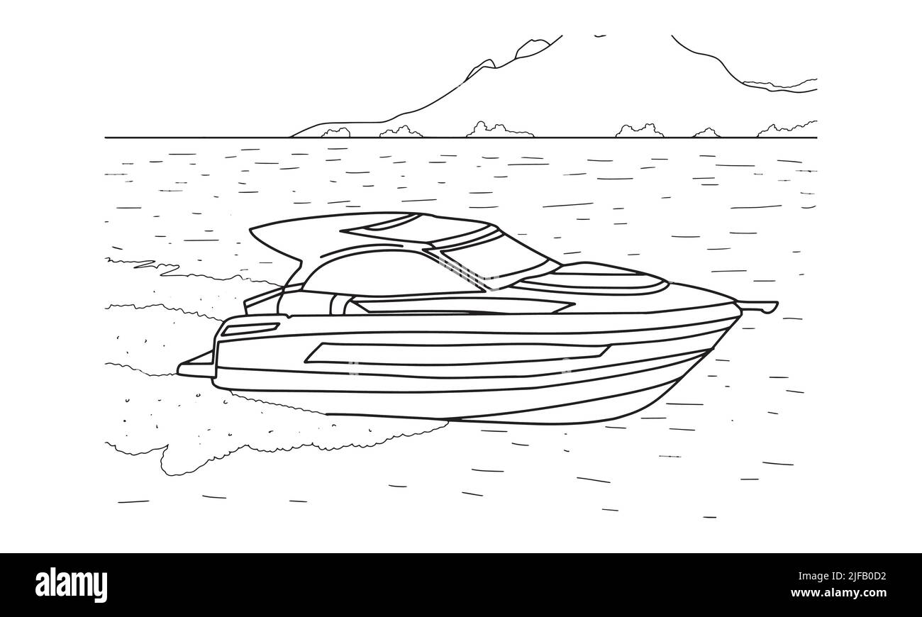 Illustrazione grafica della linea di schizzo di Speed Boat Illustrazione Vettoriale