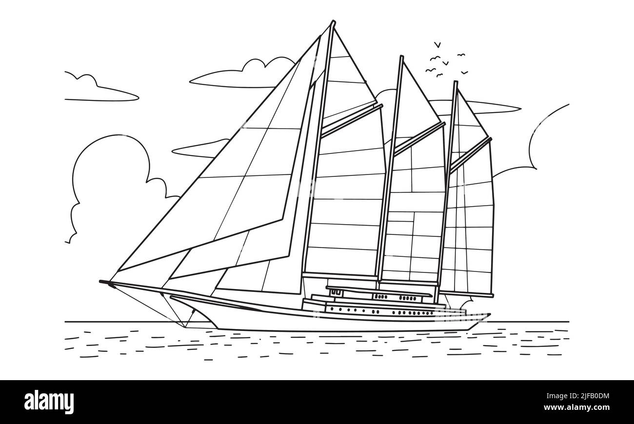 Illustrazione grafica della linea di schizzo di Speed Boat Illustrazione Vettoriale