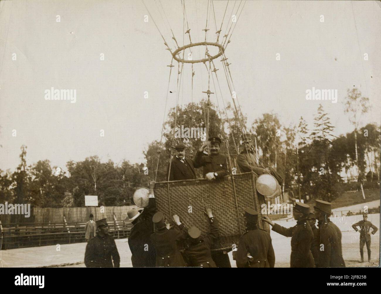 Pallone aerostatico allo Stockholm Sports Park, attuale stadio di Stoccolma. Foto Stock