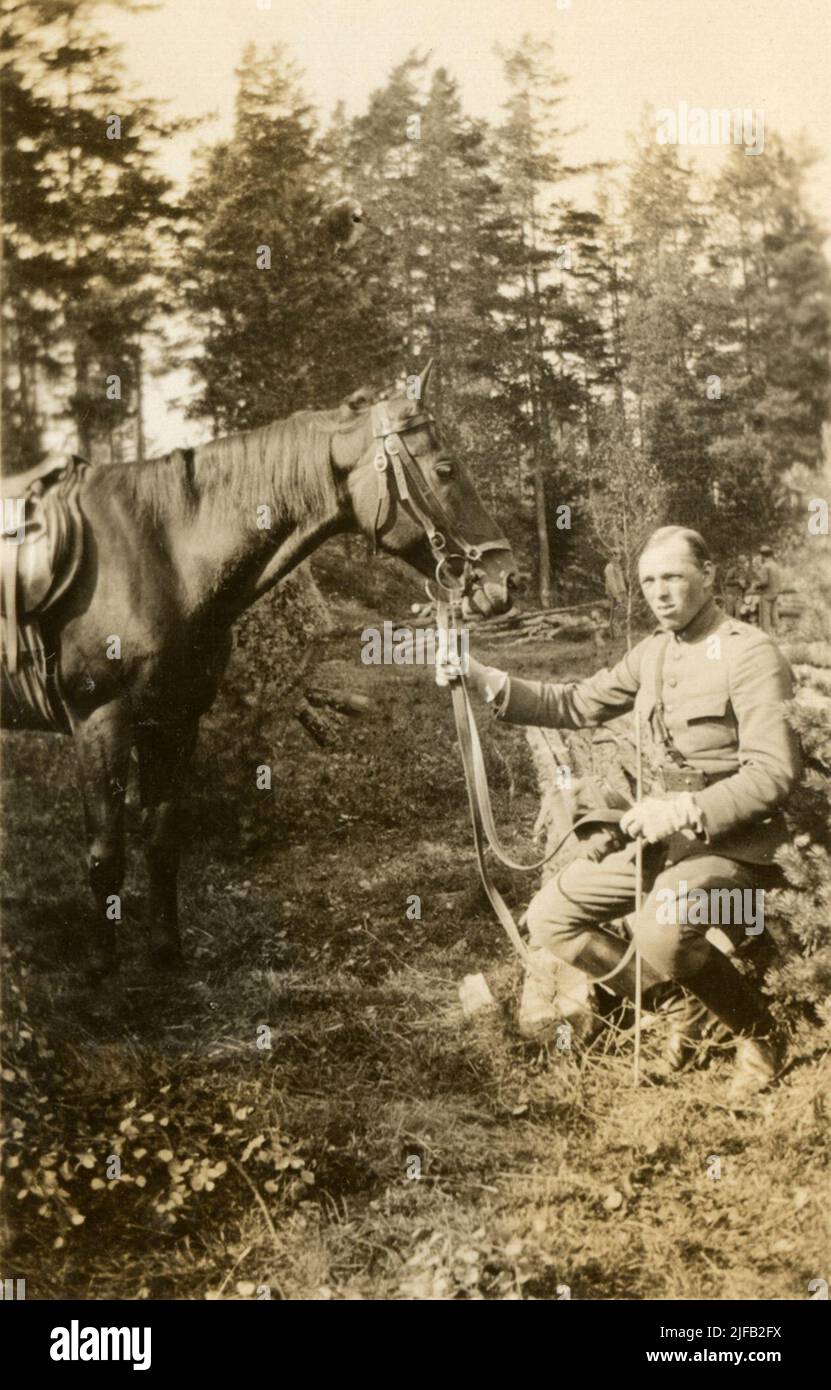 Estate 1929. Società scolastica. Comandante della scuola Comp. Ringström. Foto Stock