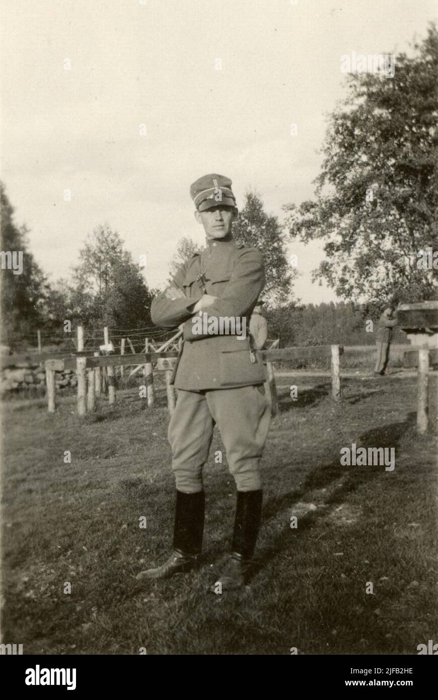 Estate 1929. Società scolastica. Comandante della scuola Comp. Amnéus. Foto Stock
