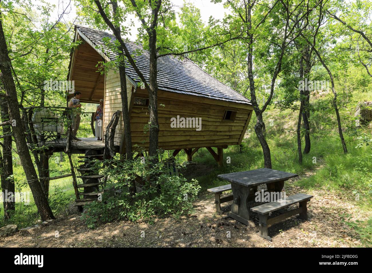 Francia, Drome, parco naturale regionale di Baronnies Provenales, Cornillon sur l'Oule, le presenti alloggio semplice, ecologiche insolito, cabina Foto Stock