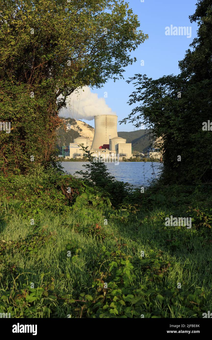 Francia, Drome, la Coucourde, fiume le Rhone, centrale nucleare Cruas Meysse (CNPE) Foto Stock