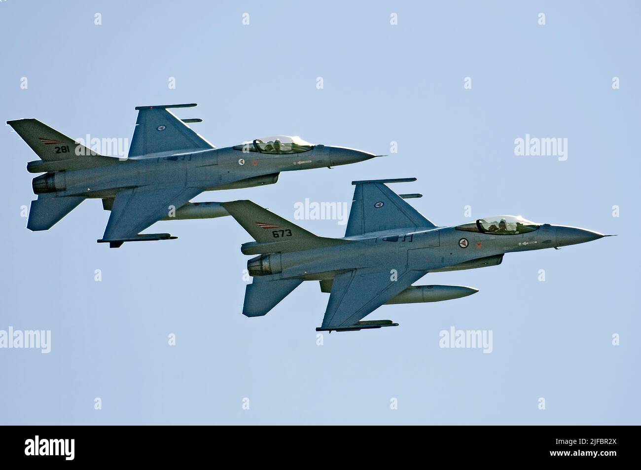 F-16 aerei da caccia al sola Airshow, giugno 2007. Foto Stock