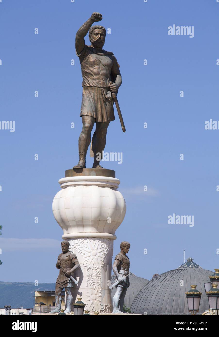 Macedonia settentrionale, Skopje, monumento a Filippo II, Foto Stock