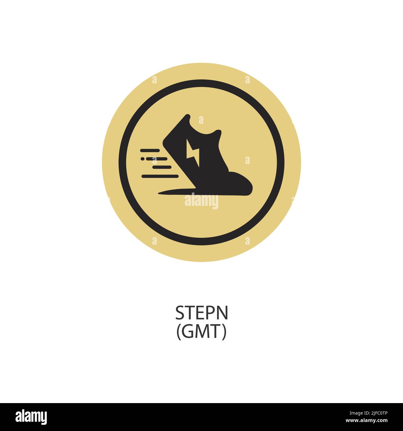 Icona Satoshi Token verde. Icona del token di utilità GST Stepn isolata su sfondo bianco. Illustrazione Vettoriale