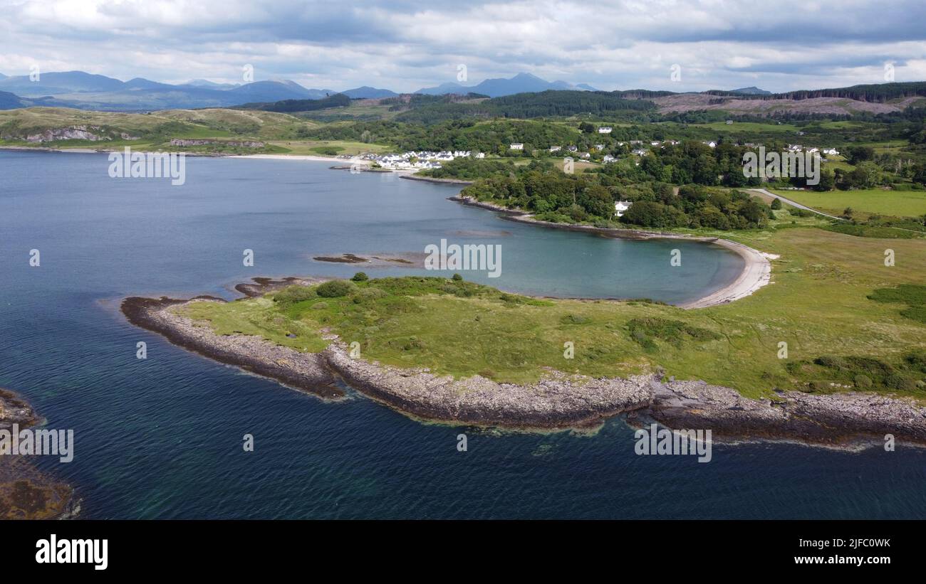 Vista aerea della costa vicino a Ganavan Beach, Argyll & Bute, Scozia, Regno Unito Foto Stock