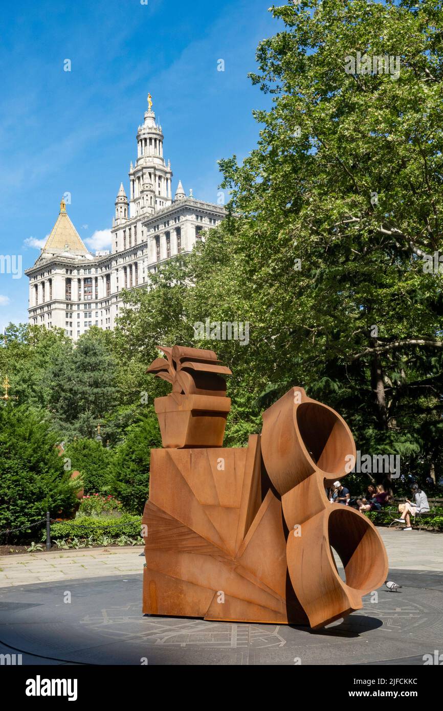 Installazione di opere d'arte al City Hall Park di Wyatt Kahn, New York City, USA 2022 Foto Stock