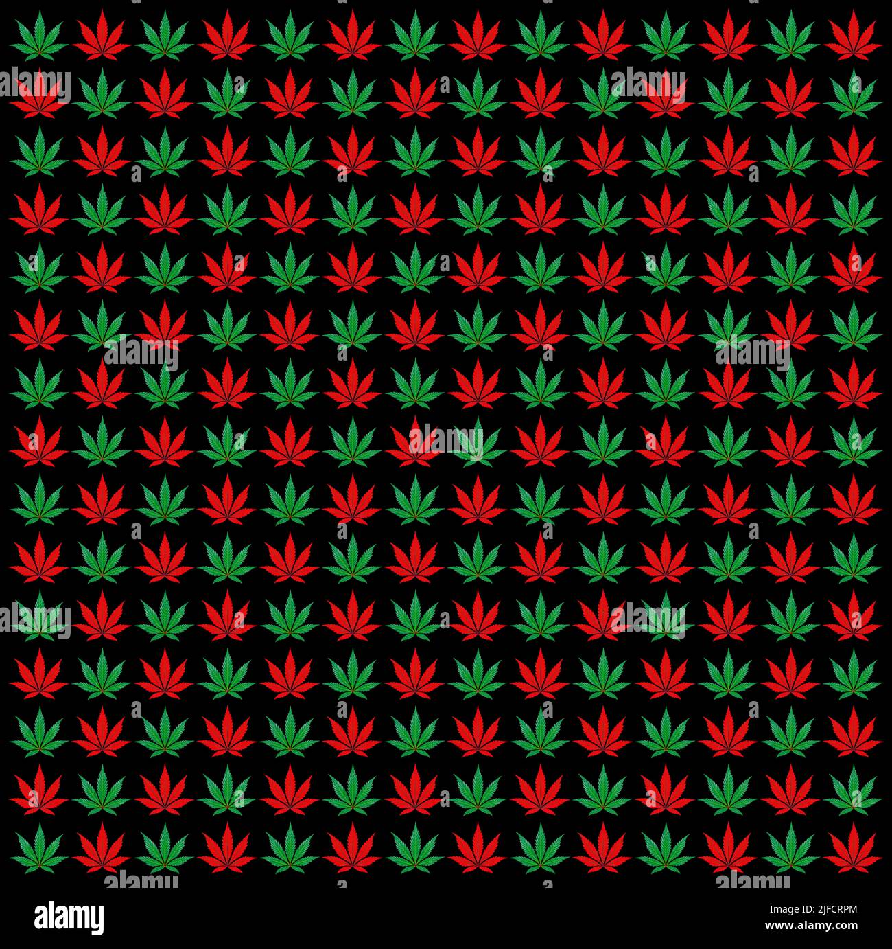 Modello di foglie di cannabis superiore e inferiore a tema natalizio Foto Stock