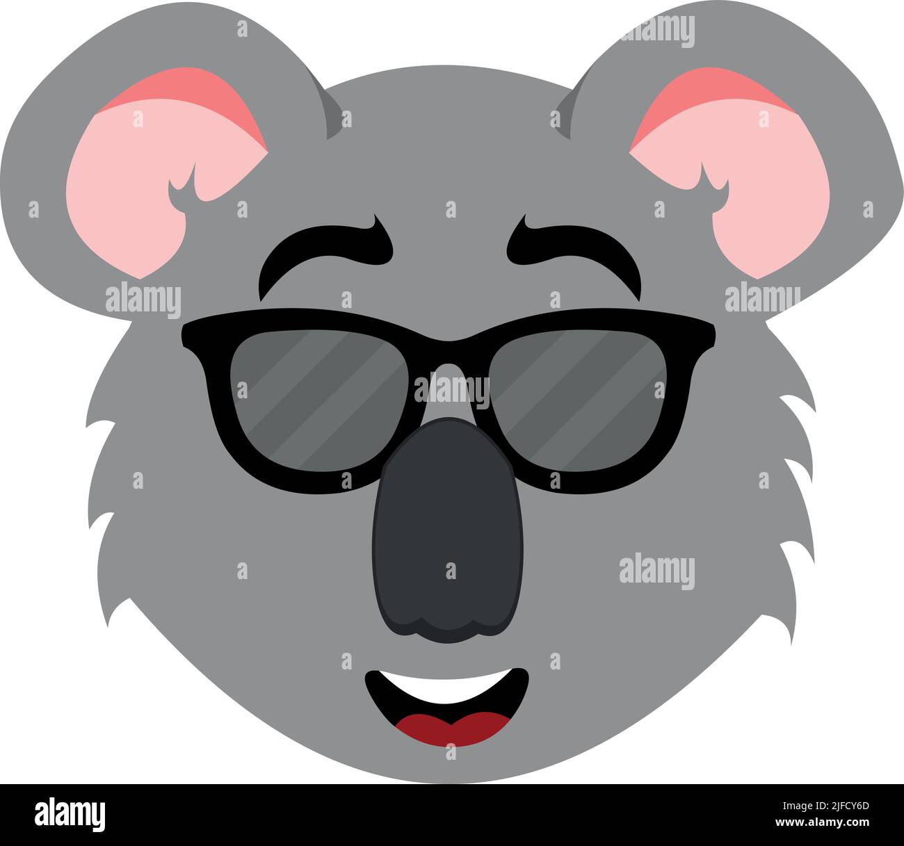 Illustrazione vettoriale del volto di un cartoon koala con occhiali da sole Illustrazione Vettoriale