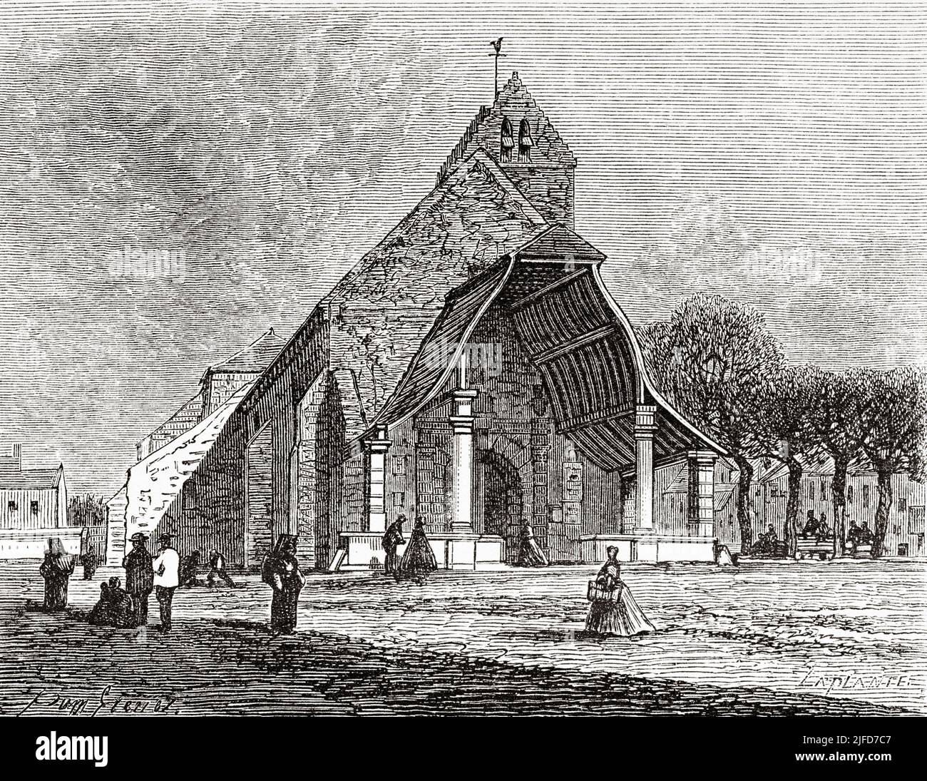 Chiesa di Avon vicino Fontainebleau. Seine-et-Marne, Francia. Europa. Il castello e la Foresta di Fontainebleau da Du Pays da le Tour du Monde 1867 Foto Stock