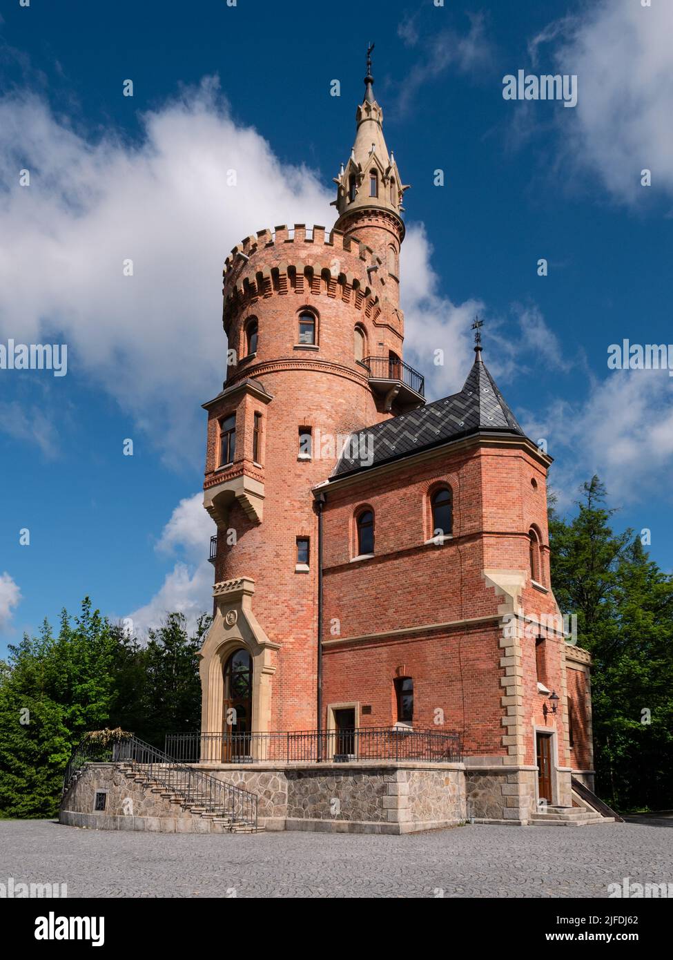 Goethe's Lookout Tower o Goethova vyhlídka a Karlovy Vary, Boemia, Repubblica Ceca Foto Stock
