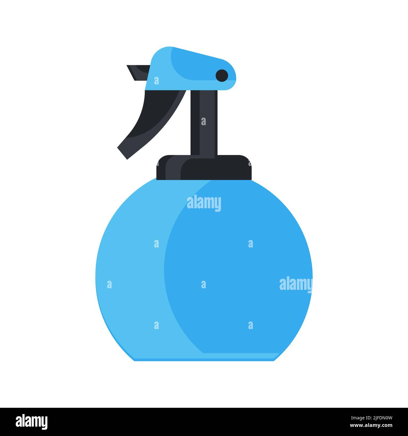 Modello di illustrazione del vettore del contenitore spray in plastica. Pulizia igiene bianco mockup, pistola reiniger prodotto sfondo. Flacone di imballaggio bianco realis Illustrazione Vettoriale
