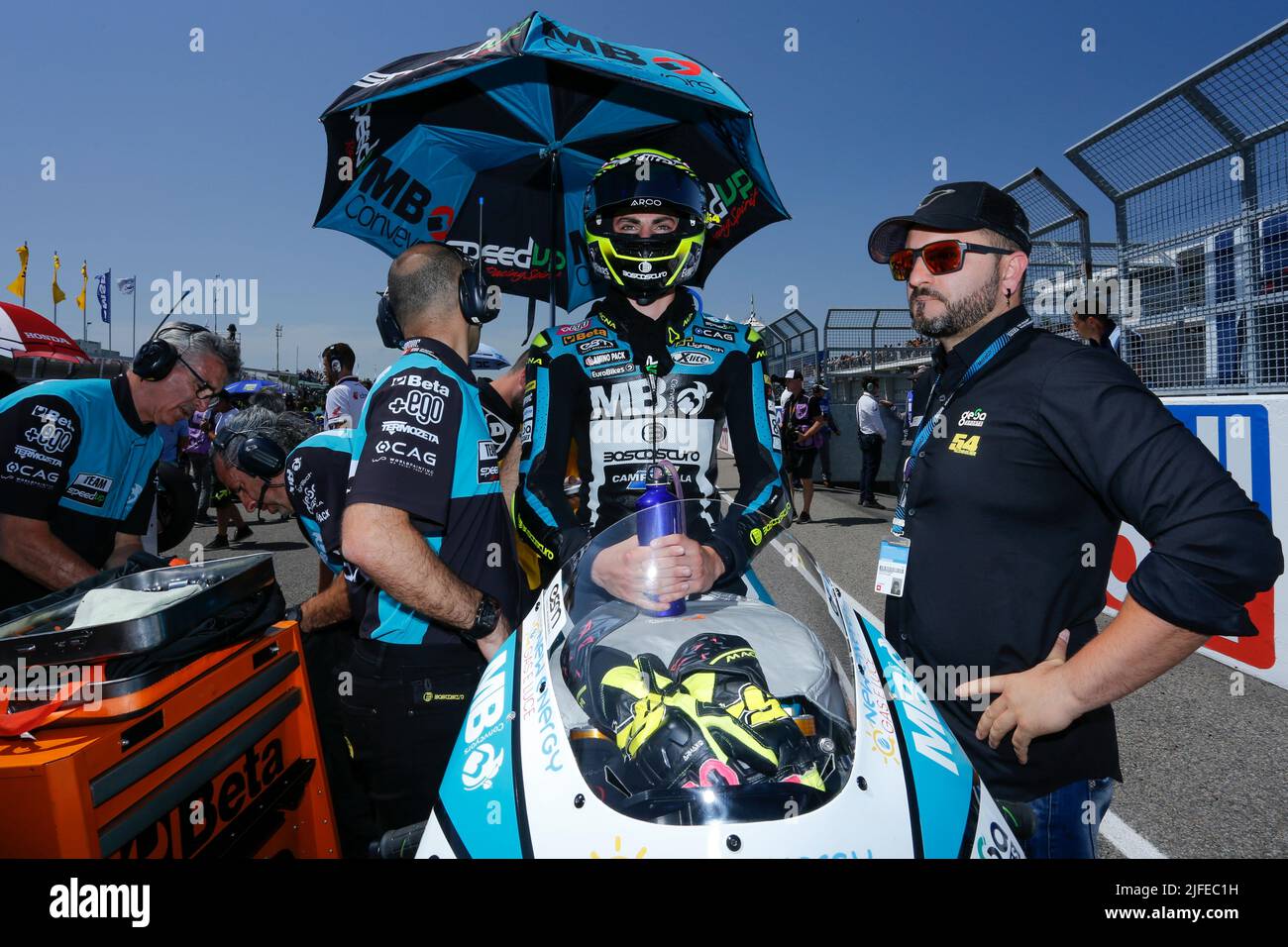 Hohenstein Ernsthal, Germania. Giugno 19th 2022. Gara Moto2 durante il Liqui Moly Motorrad Grand Prix Deutschland al circuito di Sachsenring, Hohenstein-Ernsthal, Germania. Nella foto: Fermin Aldeguer (SPA) di Lightech Speed Up Foto Stock