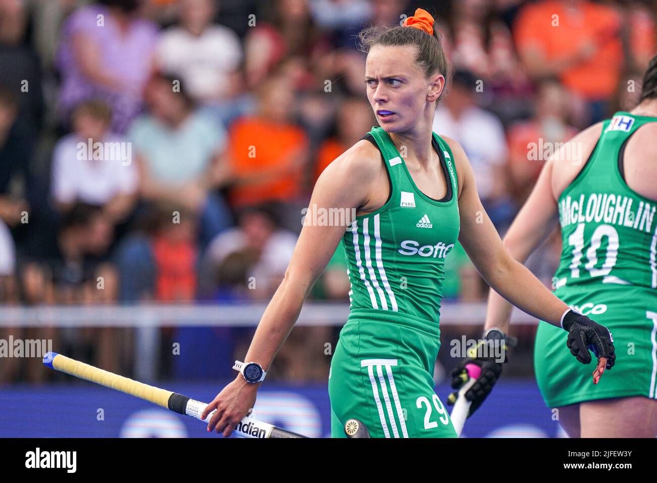 AMSTELVEEN, PAESI BASSI - LUGLIO 2: Ellen Curran d'Irlanda durante la partita della FIH Hockey Women's World Cup 2022 tra Paesi Bassi e Irlanda al Wagener Hockey Stadium il 2 luglio 2022 ad Amstelveen, Paesi Bassi (Foto di Jeroen Meuwsen/Orange Pictures) Foto Stock